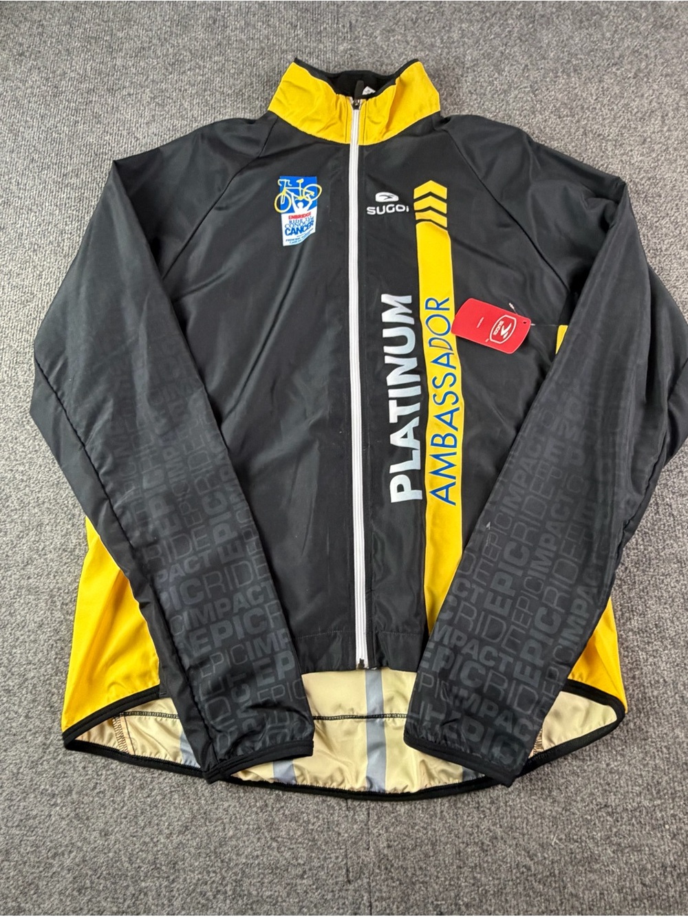Sugoi Evolution Windblocl Men’s Full Zip Cycling Jacket Size 2XL Black/Yellow